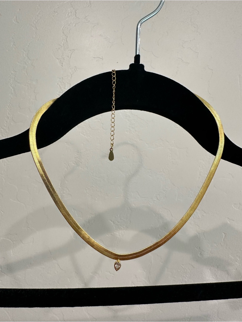 18K Gold Plated Necklace with Teardrop Gem - Non Tarnish
